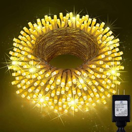 KNONEW 197FT 500 LED Christmas Lights Outdoor String Lights 8 Modes & Memory Fairy Light Plug in Waterproof LED String Lights for Xmas Yard Tree Wedding Party Holiday Decorations (Warm White)