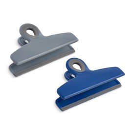 HIC Kitchen Large Heavy-Duty Clips, Soft-Grip Handles, Set of 2 Clips, 1 each Navy and Grey
