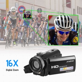 Andoer HDV-201LM 1080P FHD Digital Video Camera Camcorder DV Recorder 24MP 16X Digital Zoom 3.0 Inch LCD Screen with 2pcs Rechargeable Batteries