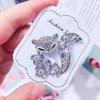 Crystal Rhinestone Fox Brooch Pin, Silver Tone with Aurora Borealis