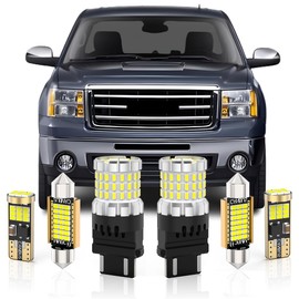 BMT xms Interior LED Light Kit Replacement for GMC Sierra/Silverado 2007-2014,6000K White Light + 3157 Reverse Light, 17 Pieces
