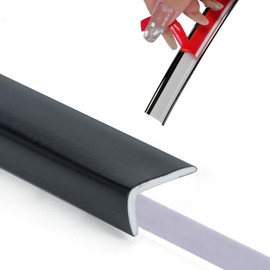 Peel and Stick Vinyl Corner Trim， 20FT L-Shape Tile Outside Corner Molding Vinyl Trim Tile Exterior Moulding Trim Edges Furniture Decoration （0.49IN*0.29IN Black）…