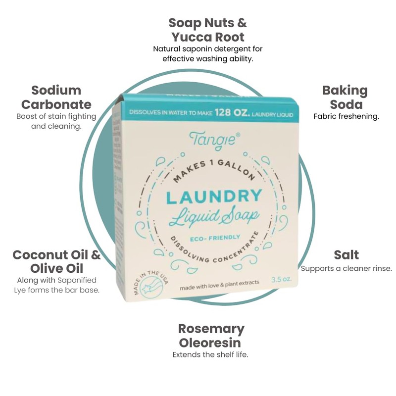 Tangie Laundry Concentrate Bar – Fragrance Free, Dye Free, Safe