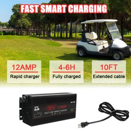 SUNPIE 36Volt Golf Cart Battery Charger,36V Trickle Battery Charger for EZGO TXT Golf cart,12A Trickle Smart Charger,36V Golf Cart Charger,5-8H Full Charge for Lead Acid Batteries,AGM,Gel,D-Plug
