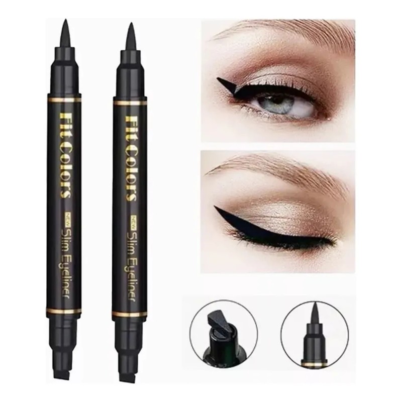 Delineador Ultra Resistente Agua Negro+sello Delineador Ojos Negro