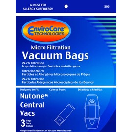 EnviroCare Replacement Micro Filtration Vacuum Cleaner Dust Bags made to fit Nutone Central Vacuums 3 Pack