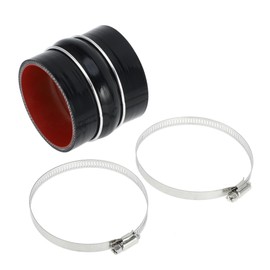 X AUTOHAUX 1 Set 80mm/3.15" 76mm/2.99" Length Black Red Car Silicone Hose with Clamps Hump Hose Coolant Hose Universal