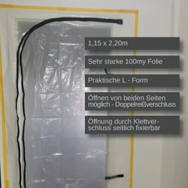 Colorus Dust Protection Door Film LDPE with L-Zip | Dust Protection Construction Door with Sturdy 100 my Film | Transparent Protective Door for Doors with 1.15 x 2.20 m