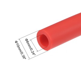 uxcell Latex Tube, 0.2 inch (6 mm), Inner Diameter 0.4 inch (10 mm), Outer Diameter 0.4 ft (1 m) Length, Elastic Rubber Hose, Red