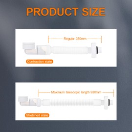 HUAREW 1 1/4 Inch Siphon, Adjustable Sink Siphon, 360° Adjustable Sink Siphon, Drain Pipe with Odour Trap (White)