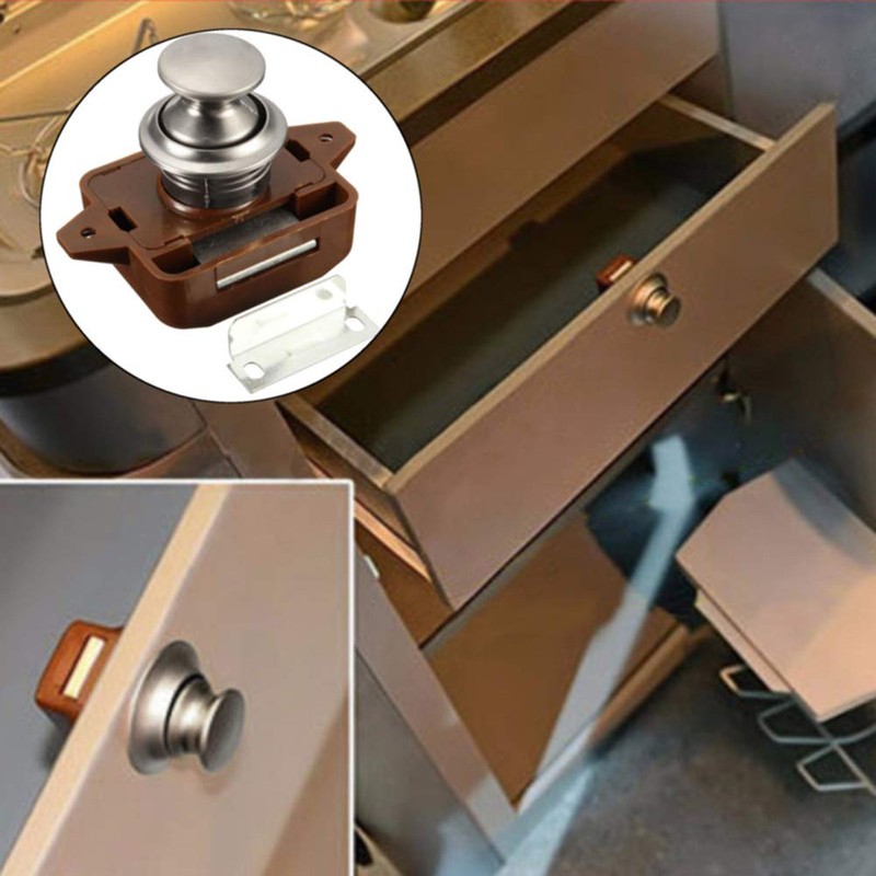 Push Button Latch Catch Keyless Door Lock Cupboard Drawer Door