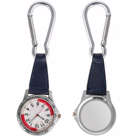 kodivenj Fob Watch, Pu Leather, Zinc Alloy Shell Pocket Watchs with Metal Buckle, Nurse Watchs with Luminous Hands