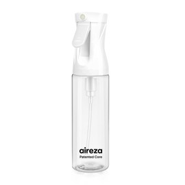 aireza Continuous Spray Bottle – Patented Superior Ultra-Fine Mist Sprayer for Hair Styling, Plants & Cleaning, Durable 360° Leak-Proof BPA-Free Refillable Mister, White 300 ml / 10 oz