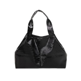 COOLOYA Women's Crocodile Pattern Tote Bag PU Leather Evening clutch Purse Fashion Shoulder Bag Black One Size