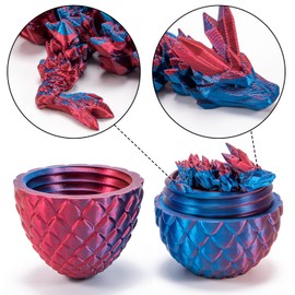 3D Printed Dragon Eggs with Dragon Inside, Articulated Crystal Dragon for Home Office Desk Decor, Mystery Fidget Gift for Adults Stress Relief Autism ADHD, Easter Basket Stuffers (Purple)