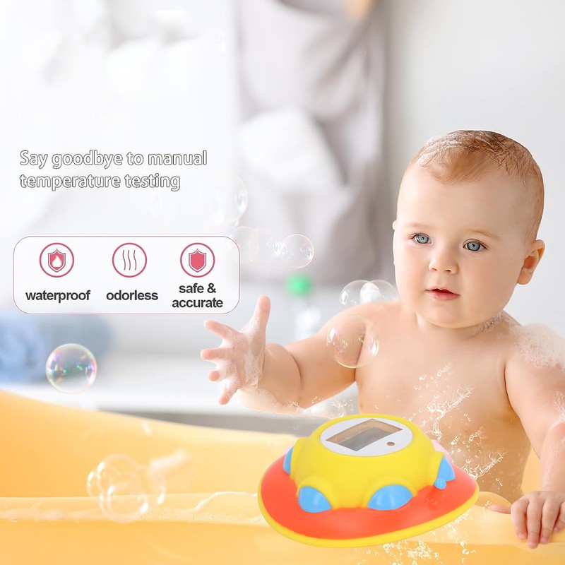 Baby Bath Thermometer Fun Cartoon Flying Disc Waterproof Safety 10℃‑50°C