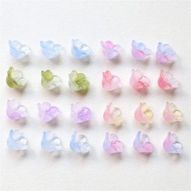 100Pcs Czech Glass Flower Beads,Rainbow Mix Trumpet Crystal Loose Glass Beads,Bulk Bell Flower Spacer Beads,for DIY Jewelry Making, Beading Projects, Bracelets, Necklaces, Earrings