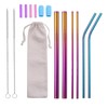Wiederverwendbare Metall-Trinkhalme, Edelstahl-Trinkhalme, bunt, umweltfreundlich, mit Silikonspitzen, Reinigungsbürste, Beutel, 15