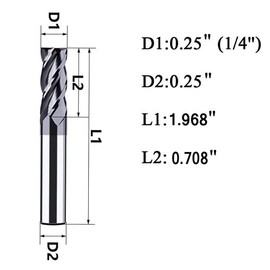 Home of quality tools 5PCS 1/4 inches Carbide Square End Mill Bits Set, Milling Bits Cutter Carbide End Mills for Alloy Steels/Hardened Steels, HRC 45 Deg Single End 4 Flute AlTiN Coating, 1/4 in