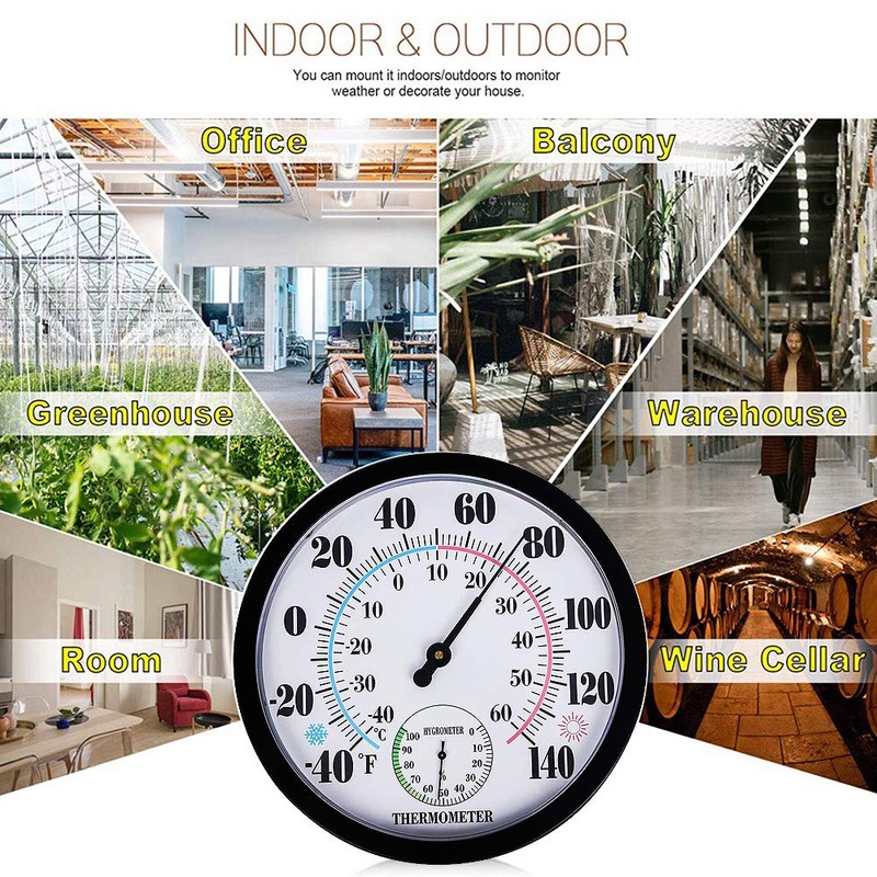Indoor Outdoor Thermometer Hygrometer, Lirches Outdoor Thermometer Large Numbers, Decorative