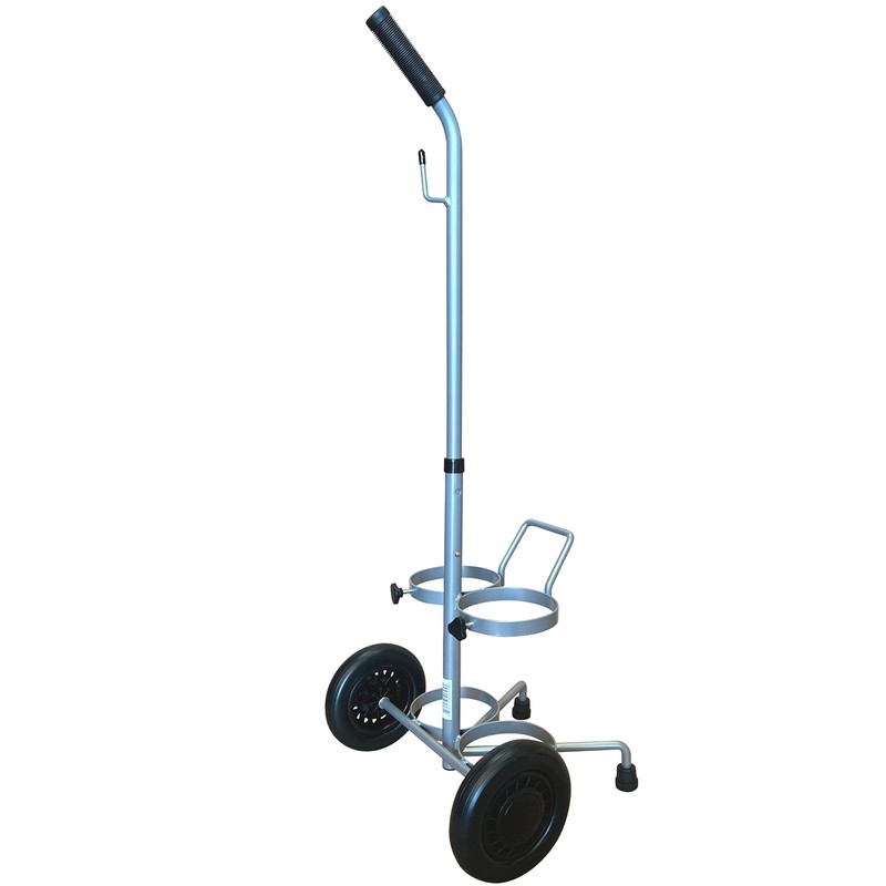 ResOne Lightweight Dual D/E Oxygen Tank Cart, Adjustable Handle, Durable