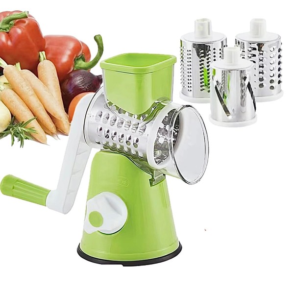 Rotary Cheese Grater, Cheese Grater with Detachable Drums, Kitchen Shredder
