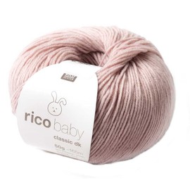 Rico Baby Classic dk Soft and Easy Care Baby Wool for Knitting or Crocheting 50% Polyamide 50% Polyacrylic 50 g 165 m, for Needles 3.5-4 mm (040 Old Pink)