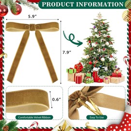 LLECDASEUI Christmas Red Velvet Bows of 36 Pcs - Vintage Wedding Velvet Ribbon Gift Bows for Tree Wreath Tie for Home Indoor Decor Outdoor Decorations (Brown)