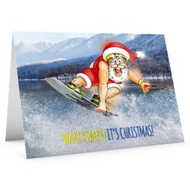 STREET SANTA - Wakeboard Christmas Card - Large A5 Card Size - Funny Watersport Design - Made in the UK - For Him Her Friend Boyfriend Girlfriend Surf