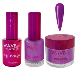 WAVEGEL Soak-Off Gel, Nail Lacquer & Acrylic/Dip Powder Matching Set - Princess Collection - #91 Deep Lily
