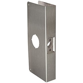 Don-Jo 12-CW-S Stainless Steel Wrap-Around Plate, 5-1/8" x 12", For Cylinder Door Lock with 2-1/8" Hole, 2-3/4" Backset, Satin Stainless Steel Finish