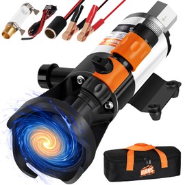 RVRAYS RV Macerator Pump 12V 12GPM Self-Priming Sewer Pump, Quick Release Sewage Chopper with Hoses & Clamps