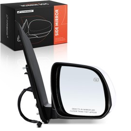A-Premium Passenger Side Power Door Mirror Compatible with Toyota Models - Sienna 2011-2012 - Heated Manual Folding White Outside Rear View Mirror - Replace# 8791008092C0, 8791008100C0