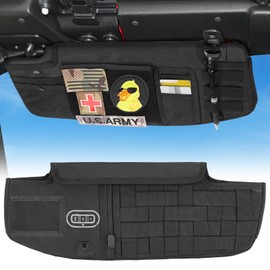 JOYTUTUS Sun Visor Organizer Compatible with 2018-2026 Wrangler JL & Gladiator JT, Driver's Side Front Tactical Visor Storage Cover Molle Webbing Visor Storage Holder Pouch, Multi-Pocket Net Zipper