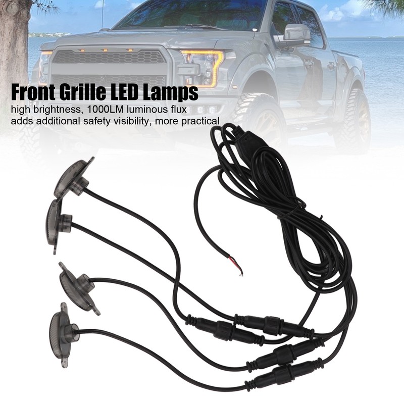 1V4 Smoke Lens Front Grille Driving Lights Amber LED Lamps