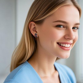 Skeleton Heart Earrings Sterling Silver Black Anatomical Heart Stud Earrings Gothic Jewellery for Women Ladies Gothic Lovers, Sterling Silver, No Gemstone