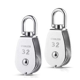 Rhinocats Pulley M32 Rope Pulley Swivel Stainless Steel Pulley Load Capacity 661.1 lbs (300 kg) Bean Block Set of 2