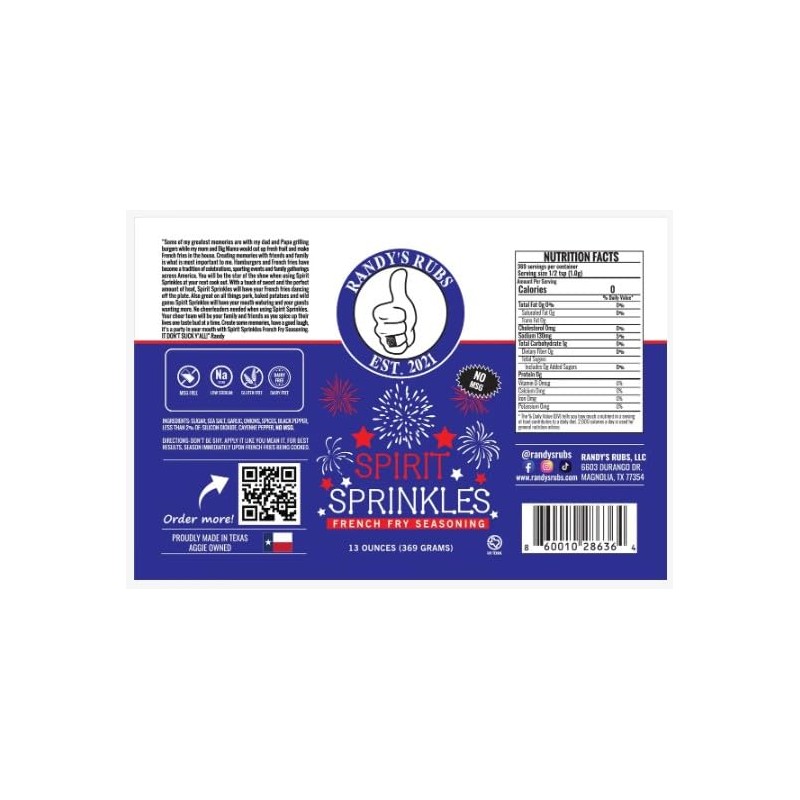 Randy's Rub Spirit Sprinkles 6 oz Shaker