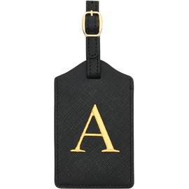Etiqueta de equipaje de cuero PU para maleta, bolsa de mano, bolsa de viaje, etiqueta de maleta con tarjeta de nombre y cubierta de privacidad (A)