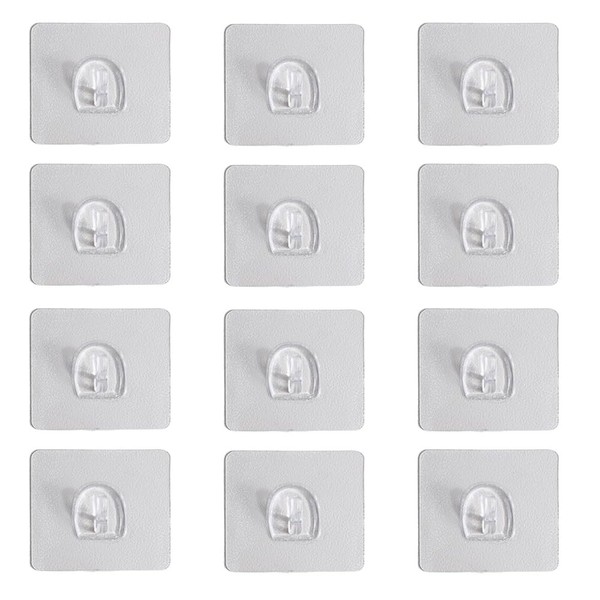 Pokinge 12pcs Self Adhesive Hooks, Heavy Duty Wall Hooks for
