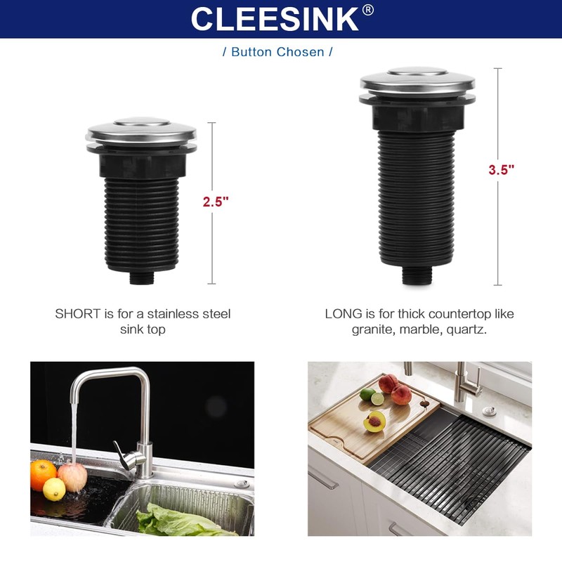 Air Activated Switch Button, Sink Top Stainless Steel Polished Push