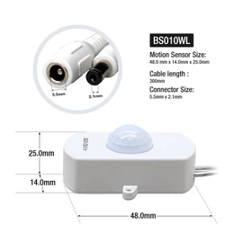 Sensky BS010WL 12V-30V 3A PIR Motion Sensor Switch Distance Time Lux Adjustable Light Sensor Switch(White, with Light Sensor)