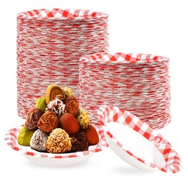 100 Pcs Red and White Gingham Paper Bowls 12 Oz Red White Buffalo Checked Plaid Soup Bowls Disposable Summer Gingham Ice Cream Dessert Cups for Family Picnic BBQ Pizza Birthday Dinner Party Supplies