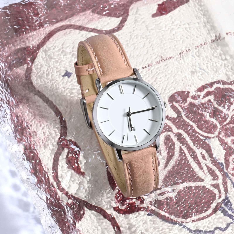 Anbeer 20mm Flat Thin Elegant Genuine Leather Watch Strap,Quick Release