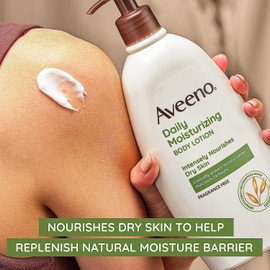 Aveeno Daily Moisturizing Body Lotion, Body Lotion for Dry Skin with Prebiotic Oat, Paraben Free, Fragrance Free, Non-Greasy, Non-Comedogenic Moisturizer, 18 FL OZ