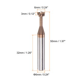 HARFINGTON T Slot End Mill Milling Cutter 6mm Cutting 3mm Depth 6mm Shank Solid Carbide Titanium Coated 4 Flutes for Stainless Steel Alloy