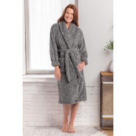 Alexander Del Rossa Fluffy Robe - Fuzzy, Warm & Soft for Women - Dark Heathered Gray Medium (A0302CBKMD)