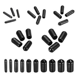 sourcing map 50pcs Round End Protective Caps Rubber Cover 1/16" 1/8" 3/16" 1/4" 5/16" Black Screw Protector for Screw Bolt, Plumbing Pipe