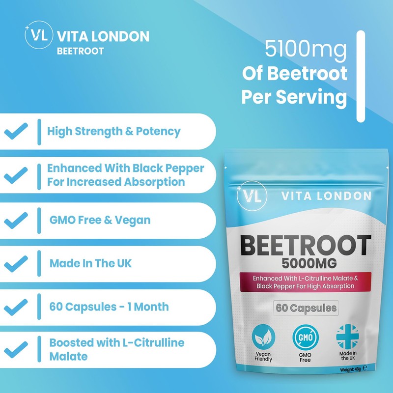 Beetroot Capsules Complex 5000mg High Strength | L-Citrulline Malate &