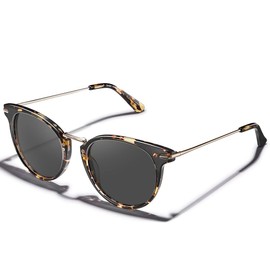 CARFIA Retro Acetate Cat Eye Sunglasses for Women Polarized UV Protection, Cateye Ladies Sunnies Metal Bridge Brow Eyewears